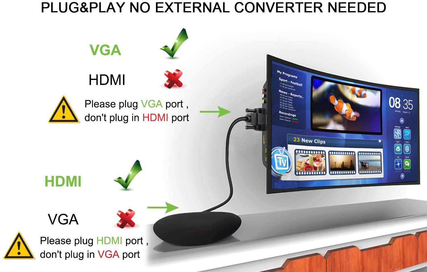 HDMI to VGA Adapter Cable, NewBEP 6ft/1.8m Gold-Plated 1080P HDMI Male to VGA Male Active Video Converter Cord Support Notebook PC DVD Player Laptop TV Projector Monitor Etc HDMI to VGA Adapter Cable, NewBEP 6ft/1.8m Gold-Plated 1080P HDMI Male to VGA Male Active Video Converter Cord Support Notebook PC DVD Player Laptop TV Projector Monitor Etc